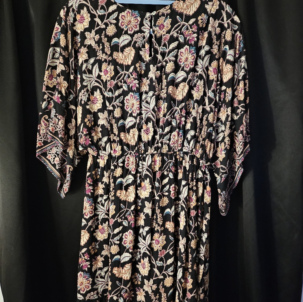 New, black, floral, maternity, kimono dress - Picture 2 of 15